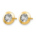 14K Rhodium and Polished and D/C Post Earrings