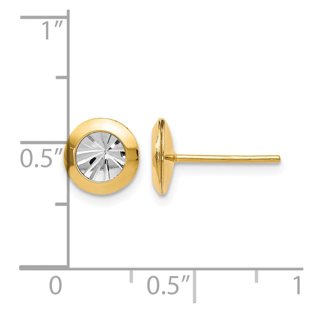 14K Rhodium and Polished and D/C Post Earrings