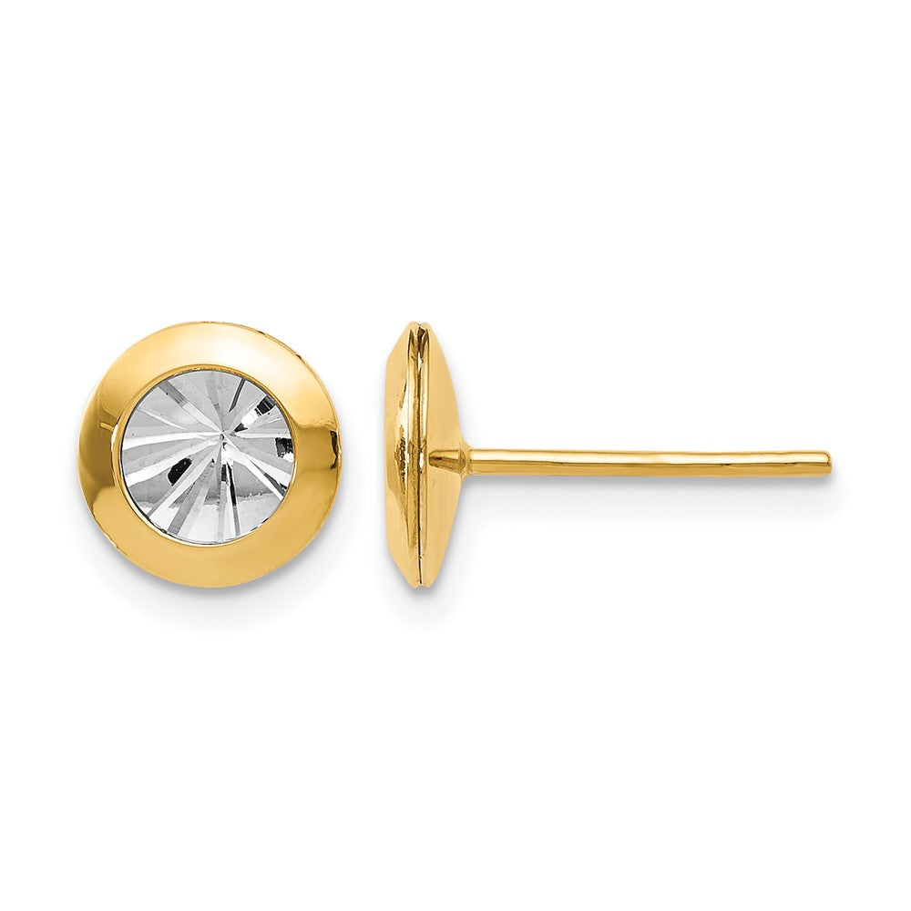 14K Rhodium and Polished and D/C Post Earrings