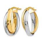 14K Two-tone Polished Double Oval Hoop Earrings