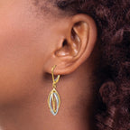 14K Two-tone Polished Leverback Earrings