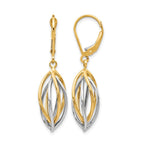 14K Two-tone Polished Leverback Earrings