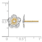 14K w/White Rhodium Polished and D/C Post Earrings