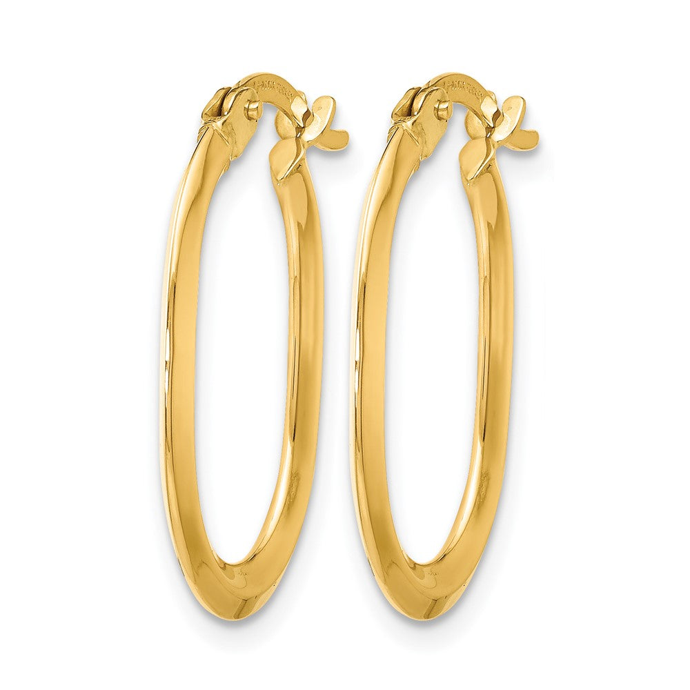 14K Polished Oval Hinged Hoop Earrings