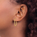 14K Polished Oval Hinged Hoop Earrings