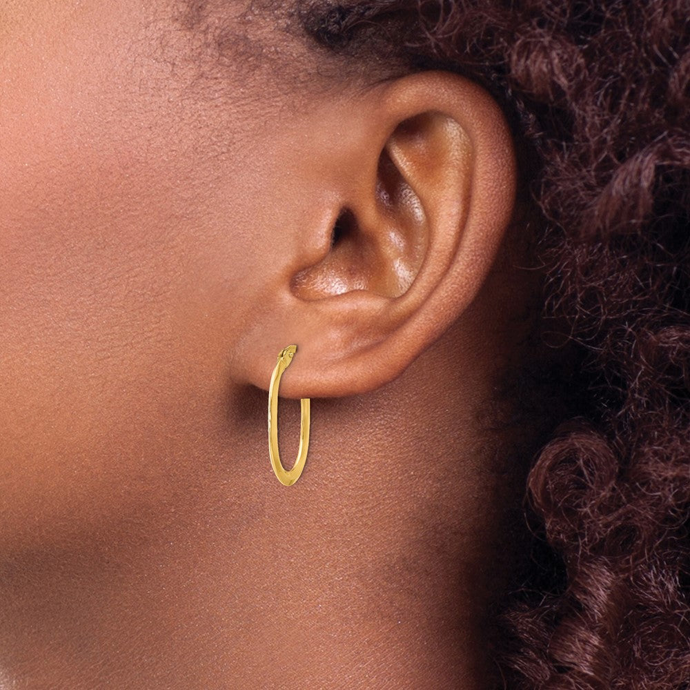 14K Polished Oval Hinged Hoop Earrings