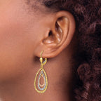 14K Tri-color Polished and D/C Leverback Earrings