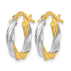 14K w/White Rhodium Plating Polished Hoop Earrings