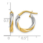 14K w/White Rhodium Plating Polished Hoop Earrings