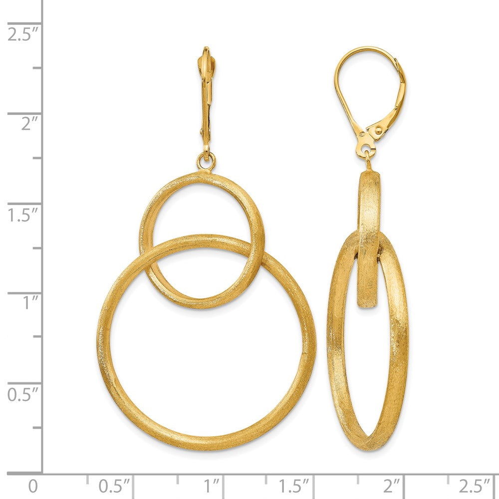14K Scratch Finish Round Leverback Earrings