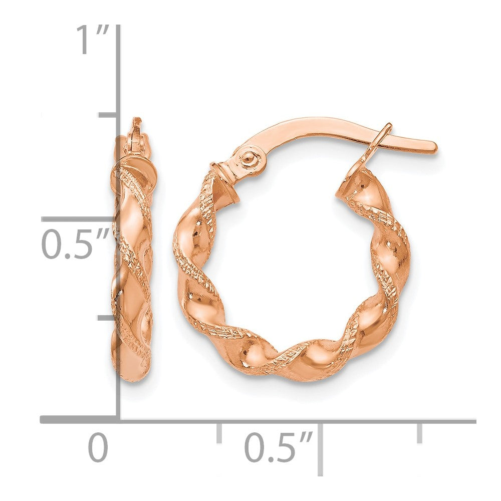 14K Rose Gold Twisted Hoop Earrings