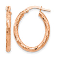 14K Rose Gold Textured Oval Hoop Earrings