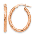 14K Rose Gold Textured Oval Hoop Earrings