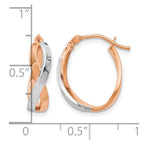 14K with White Rhodium and Rose Gold Plating Polished Hinged Hoop Earrings