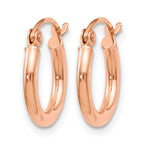 14K Rose Gold 2x12mm Polished Hoop Earrings