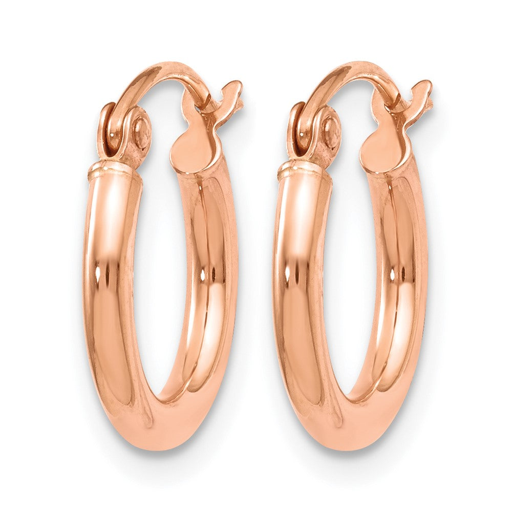 14K Rose Gold 2x12mm Polished Hoop Earrings