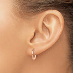 14K Rose Gold 2x12mm Polished Hoop Earrings