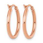 14K Rose Gold 2x20mm Polished Hoop Earrings