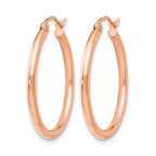 14K Rose Gold 2x25mm Polished Hoop Earrings