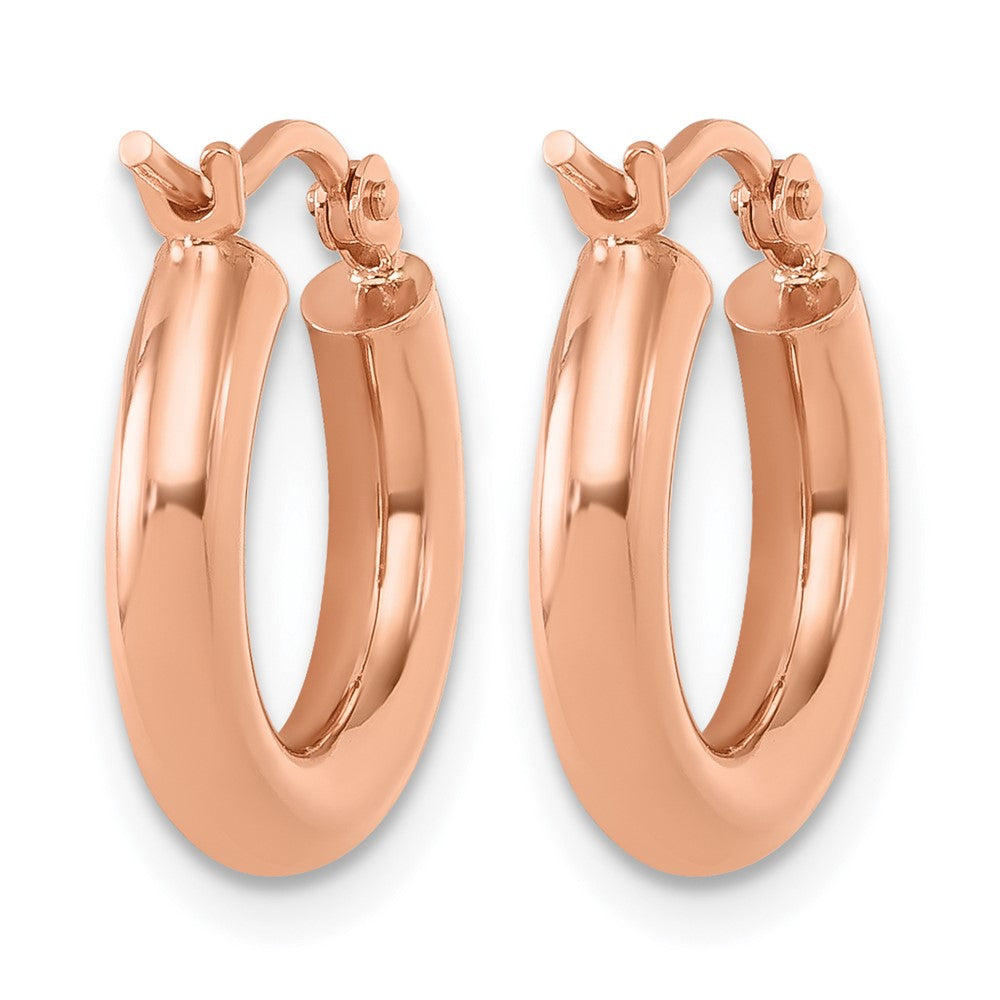 14K Rose Gold 3mm Polished Hoop Earrings