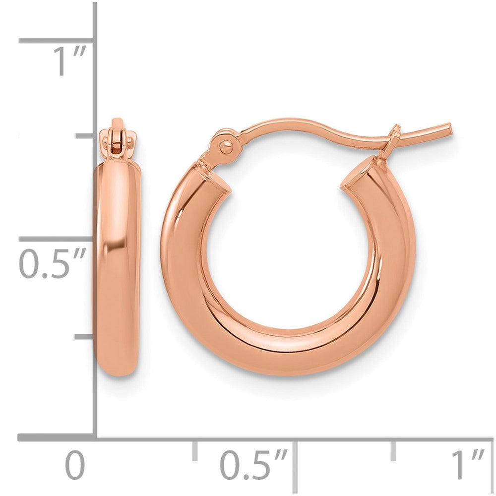 14K Rose Gold 3mm Polished Hoop Earrings