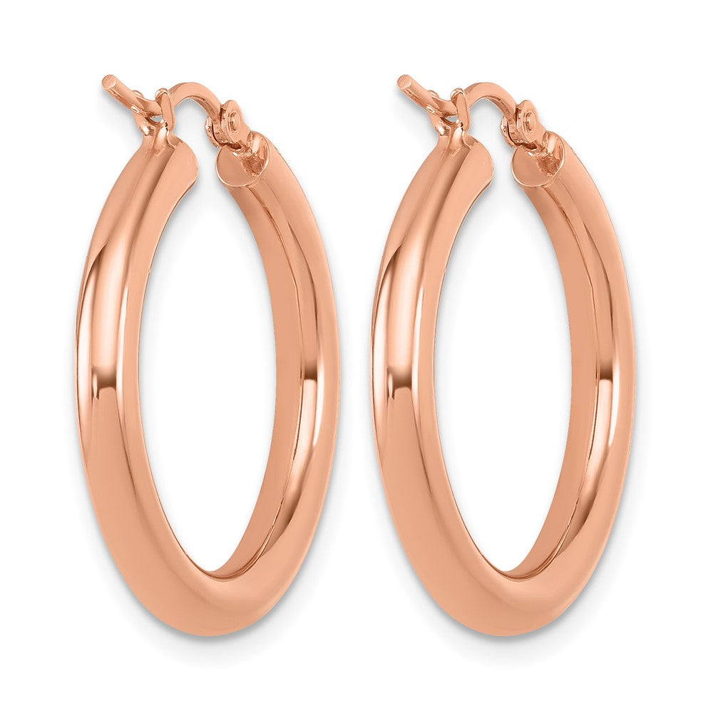14K Rose Gold 3mm Polished Hoop Earrings