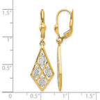 14K with Rhodium D/C Leverback Earrings