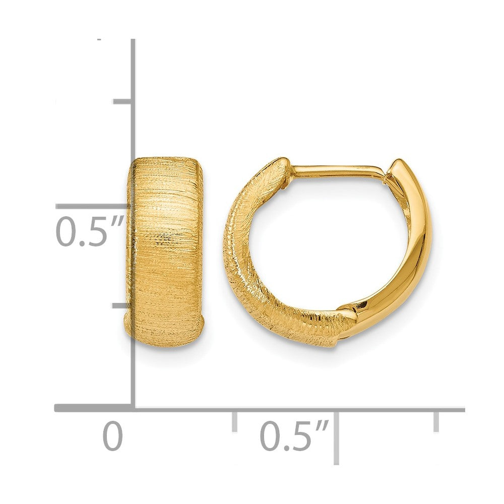 14K Polished and Textured Hinged Hoop Earrings