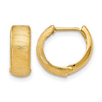 14K Polished and Textured Hinged Hoop Earrings