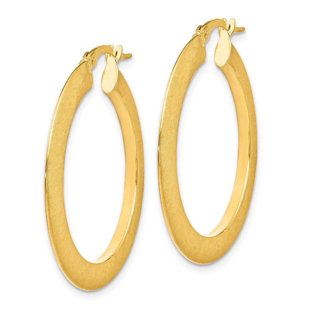 14K Brushed Hinged Hoop Earrings