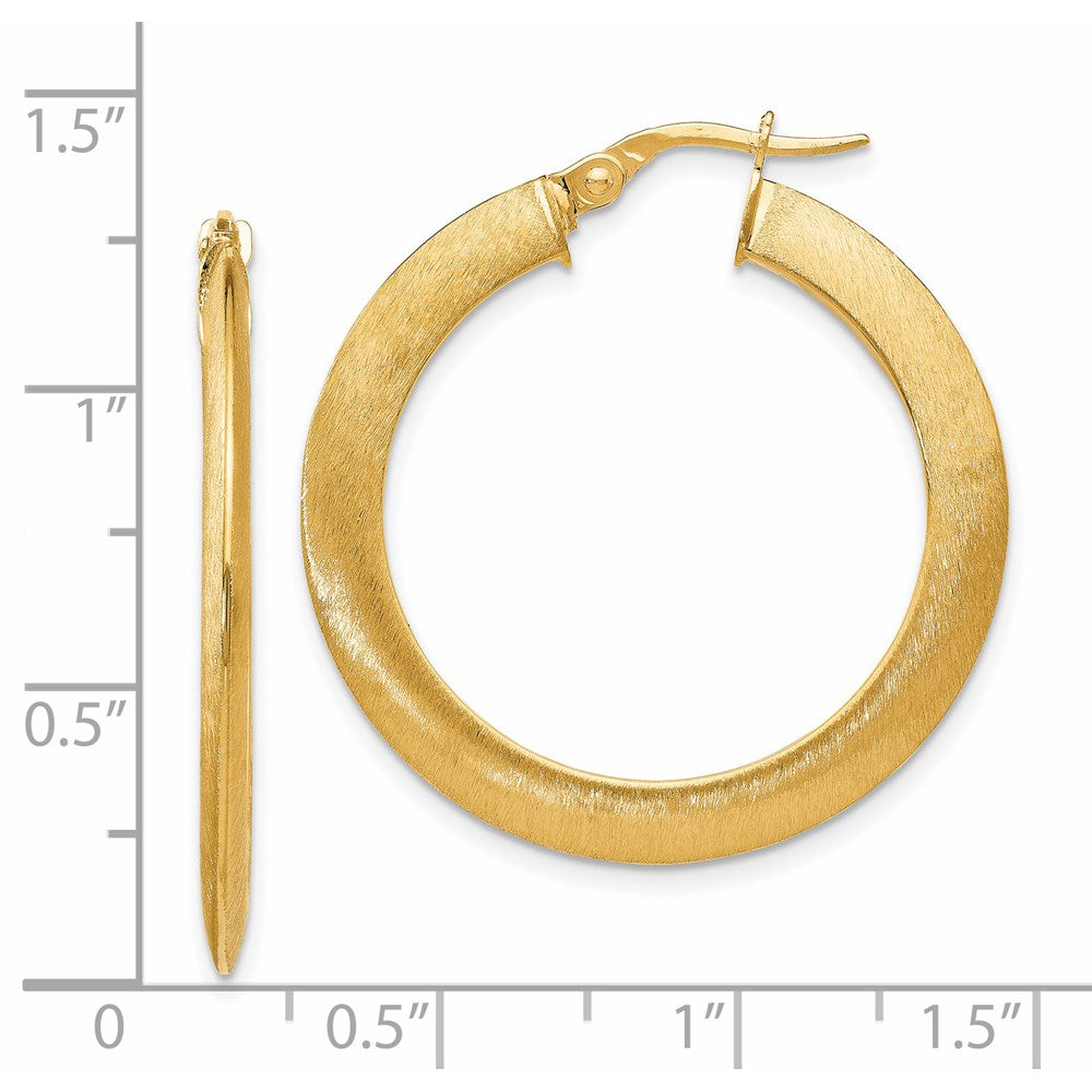 14K Brushed Hinged Hoop Earrings