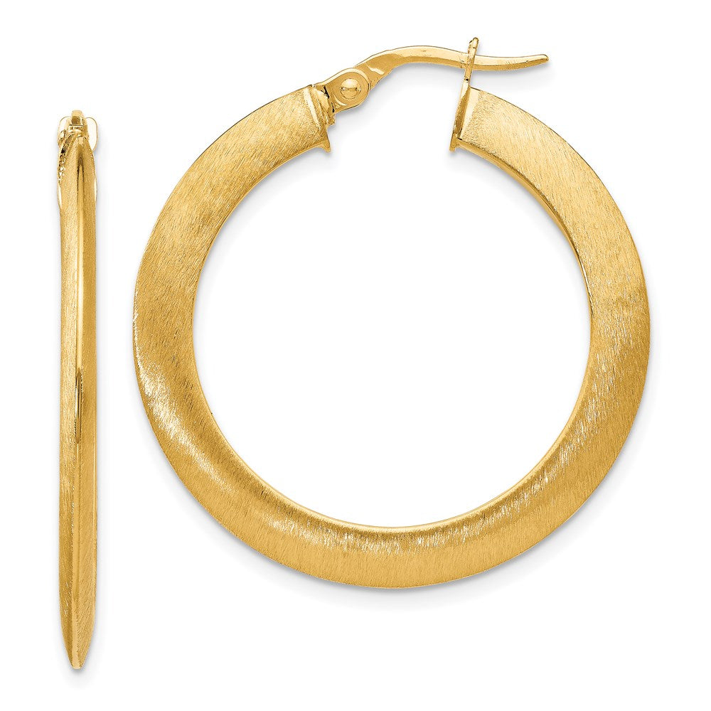 14K Brushed Hinged Hoop Earrings