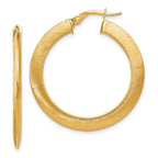 14K Brushed Hinged Hoop Earrings