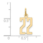 14k Small Elongated Number 22 Charm