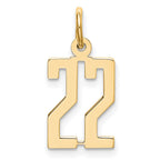14k Small Elongated Number 22 Charm