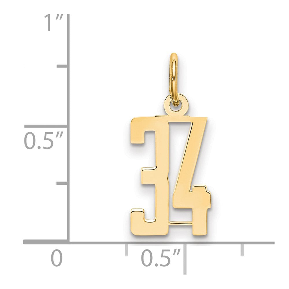14k Small Elongated Number 34 Charm