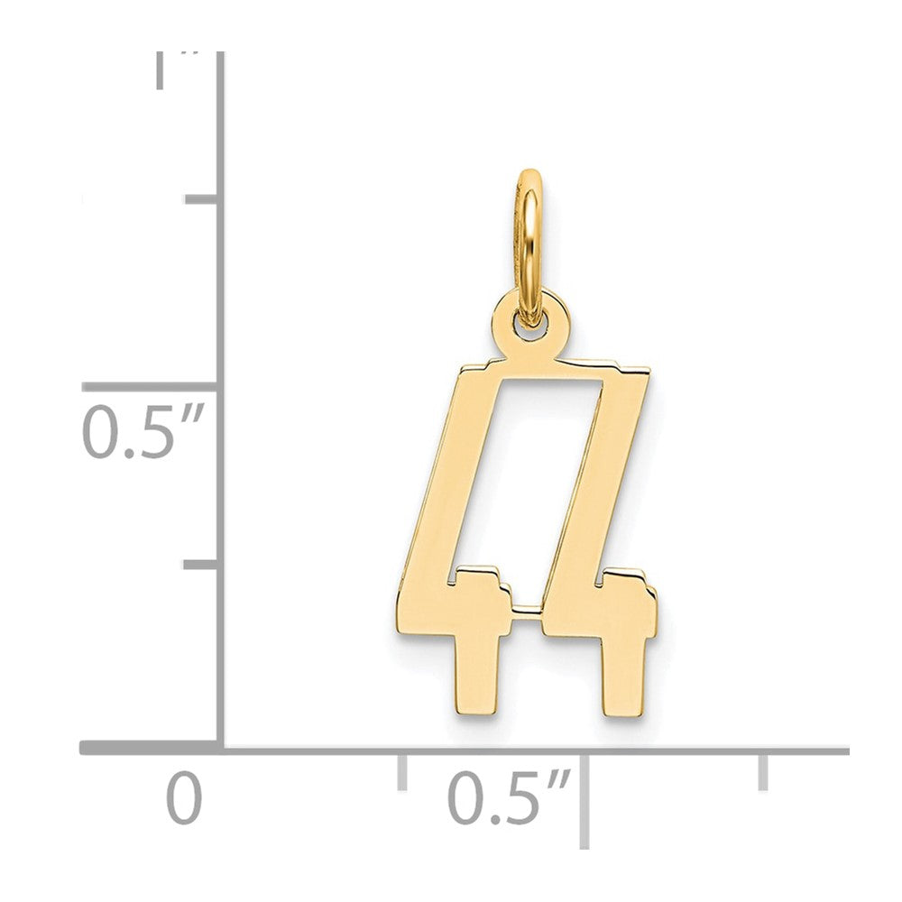 14k Small Elongated Number 44 Charm