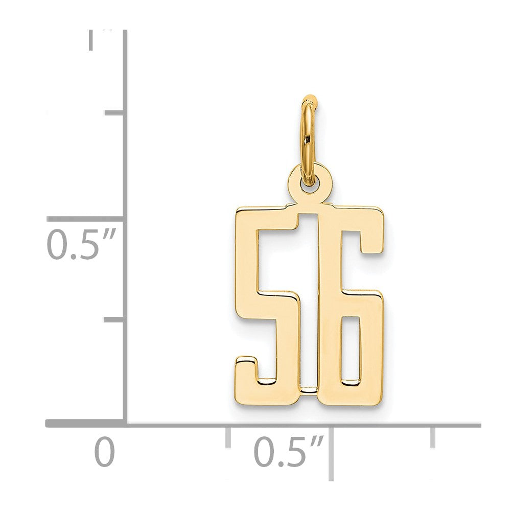 14k Small Elongated Number 56 Charm