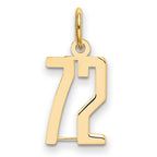 14k Small Elongated Number 72 Charm