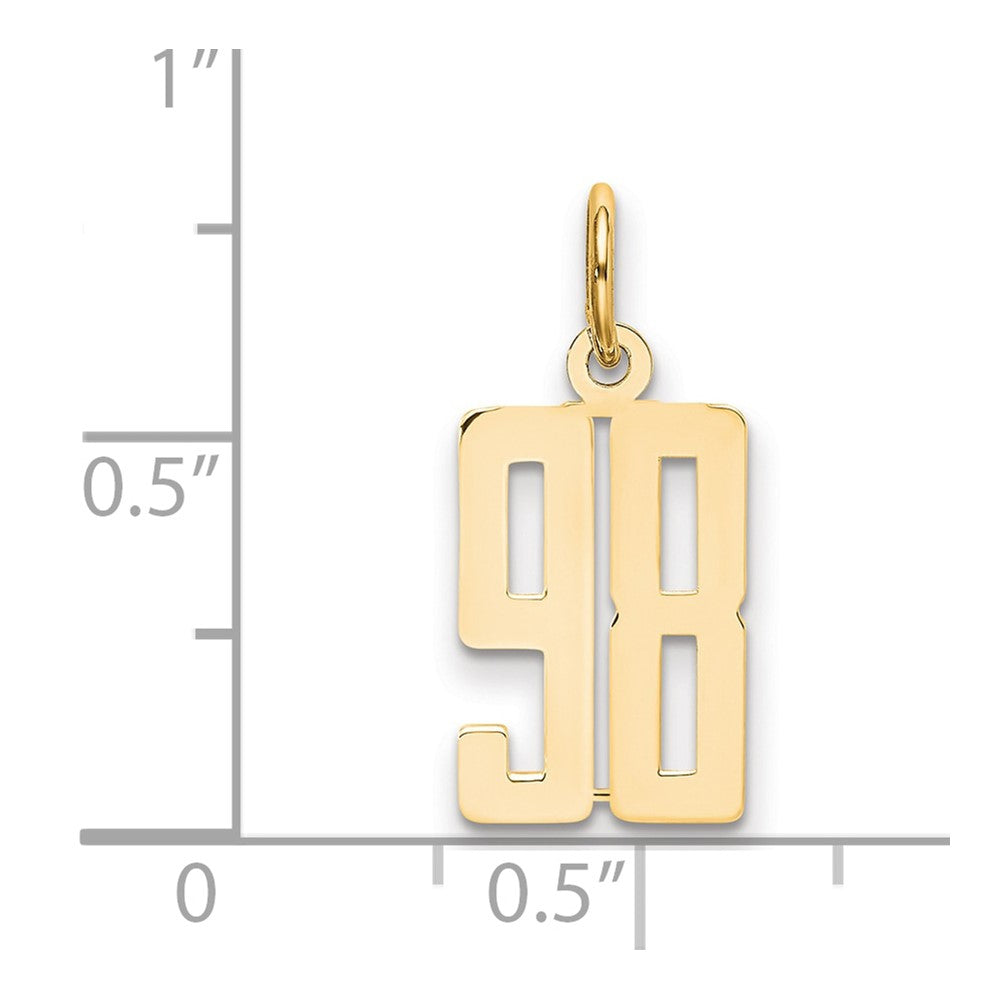 14k Small Elongated Number 98 Charm