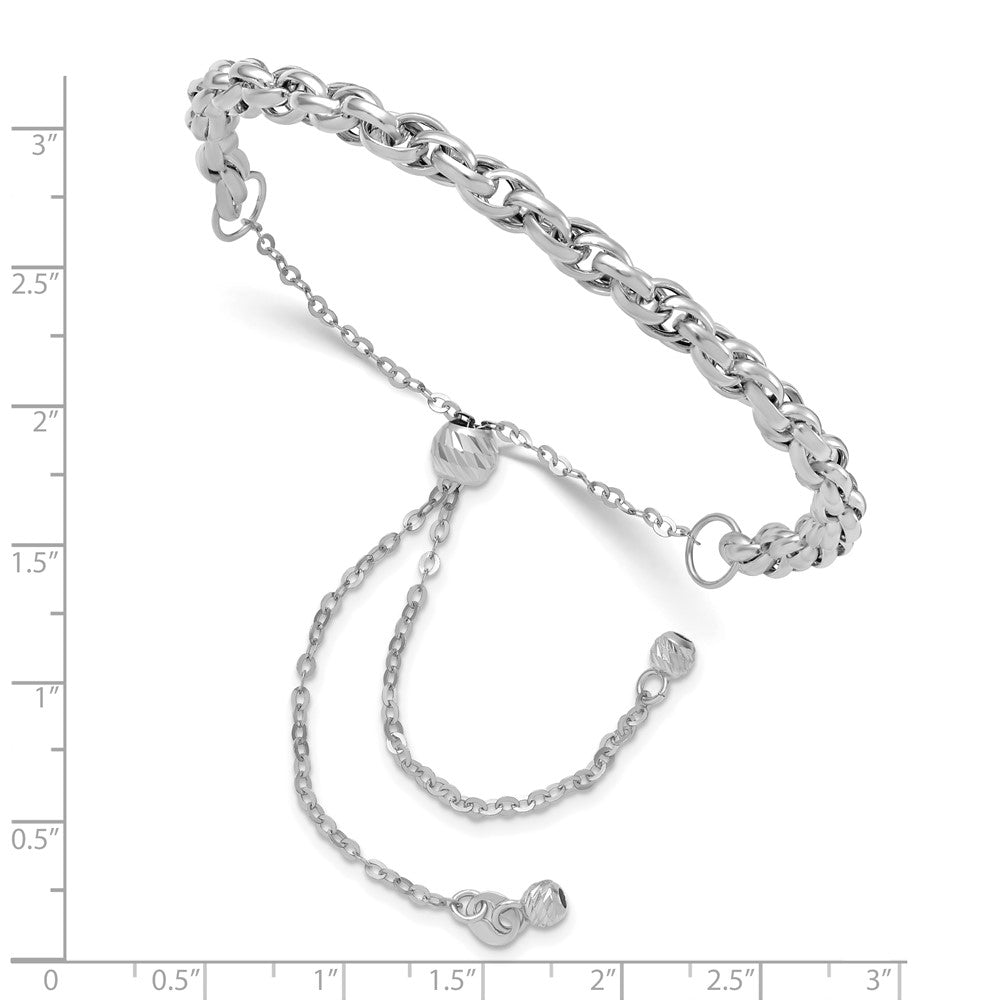 14K White Gold Polished Fancy Link Adjustable Bracelet