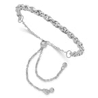 14K White Gold Polished Fancy Link Adjustable Bracelet