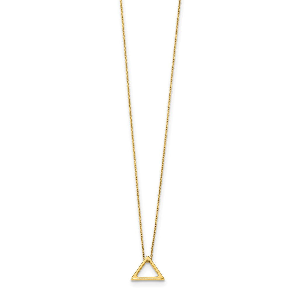 14K Polished Triangle Pendant 16 inch w/2 in extender Necklace