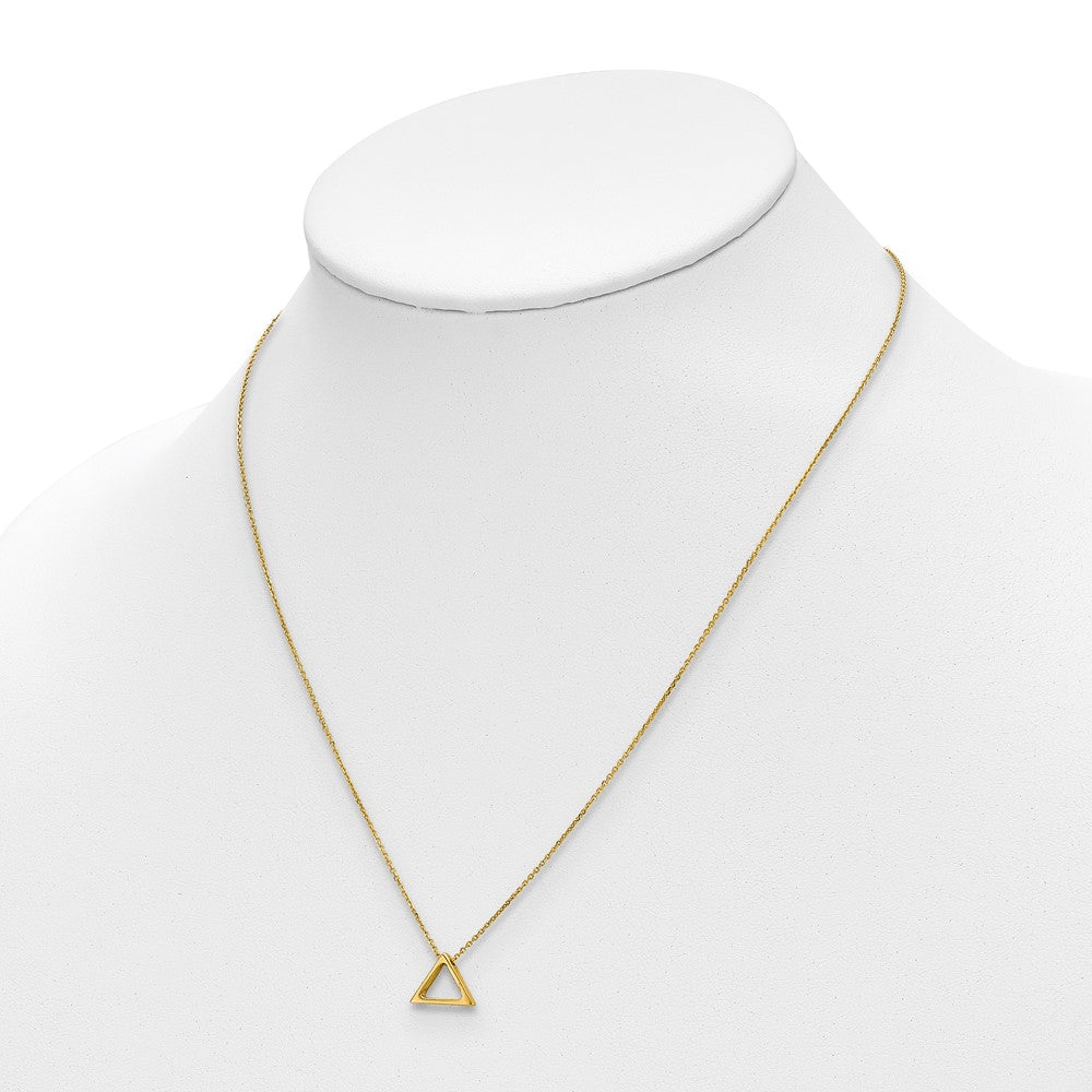 14K Polished Triangle Pendant 16 inch w/2 in extender Necklace