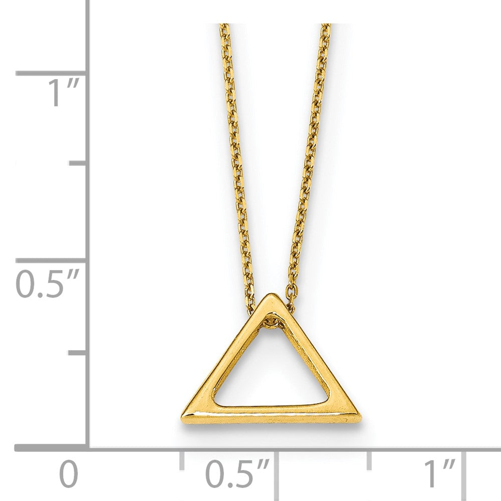 14K Polished Triangle Pendant 16 inch w/2 in extender Necklace