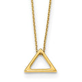 14K Polished Triangle Pendant 16 inch w/2 in extender Necklace