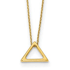14K Polished Triangle Pendant 16 inch w/2 in extender Necklace