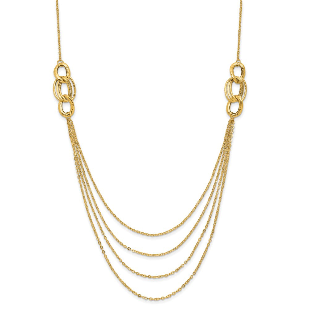 14K Polished Four Layer Rope Chain 18 inch Necklace