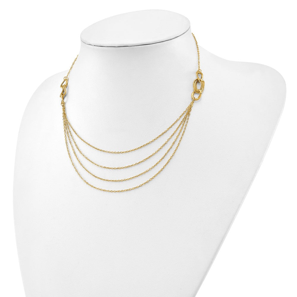 14K Polished Four Layer Rope Chain 18 inch Necklace