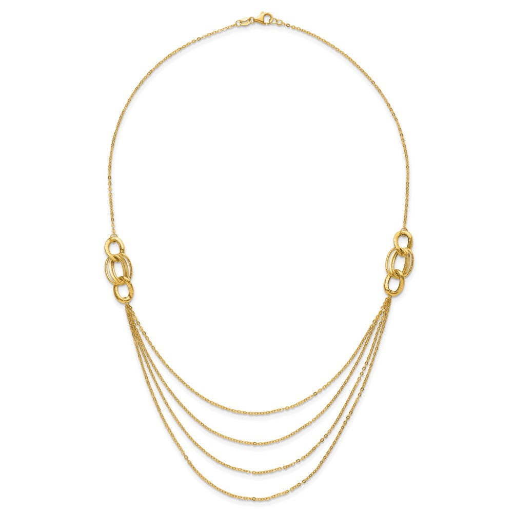 14K Polished Four Layer Rope Chain 18 inch Necklace